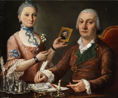 Couple at a Table with Inkwell and Candle by Pietro Fabris